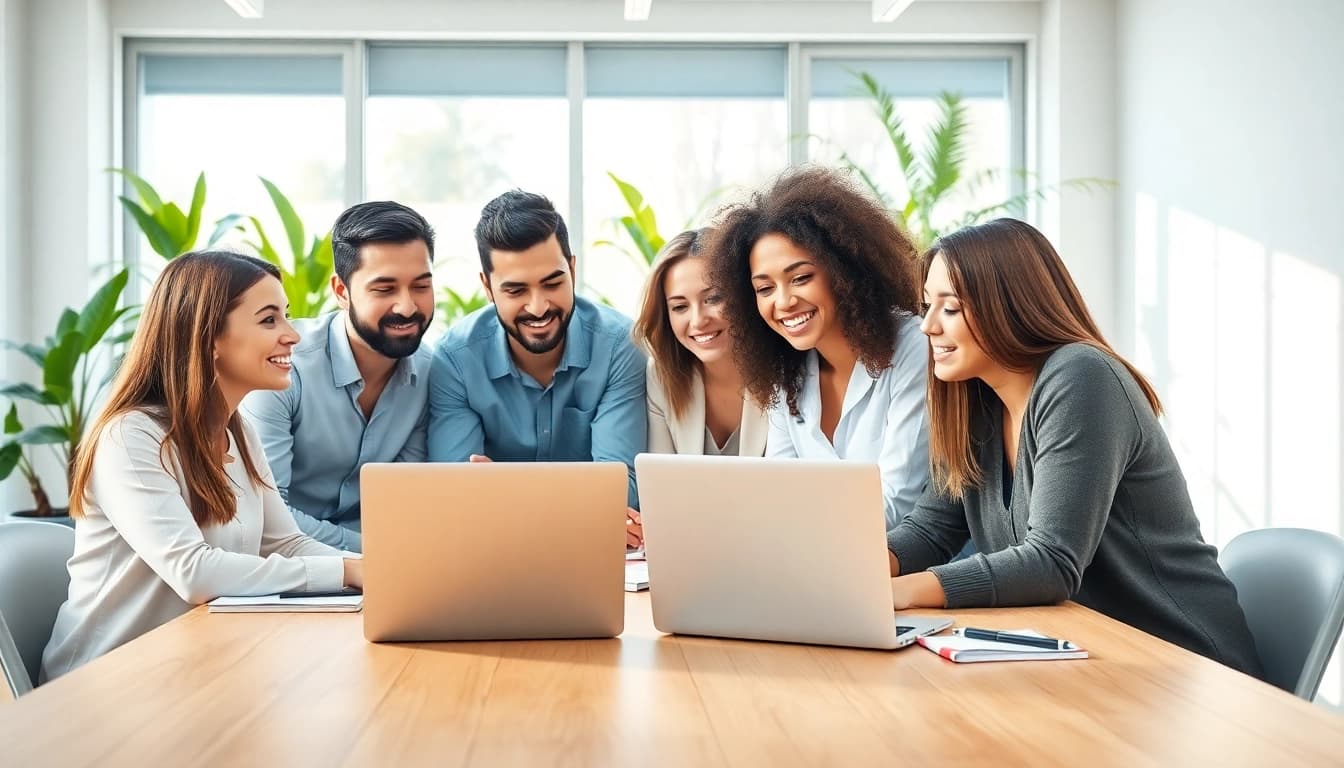 Visualize innovative strategies at https://alvionz.de/ with a diverse team collaborating effectively.
