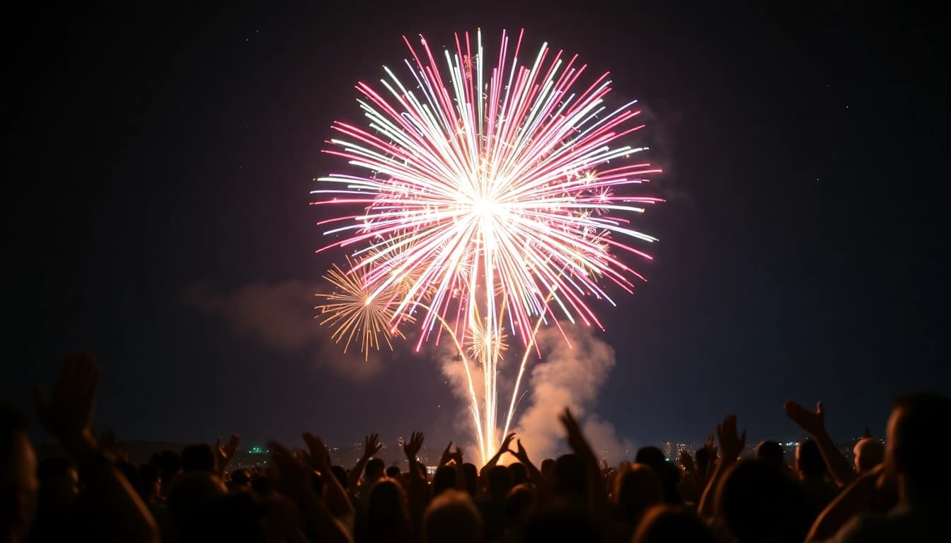 Witness stunning fireworks for sale lighting up the night sky, captivating the audience with vibrant colors.