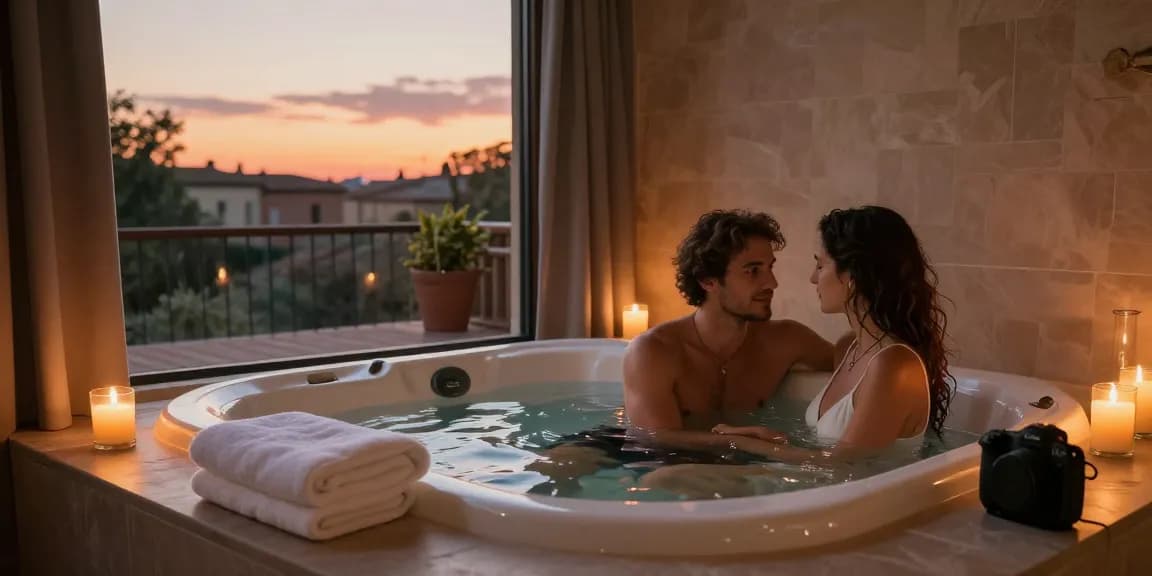 Experience a romantic LOVEROOM TOULOUSE with a luxurious jacuzzi, perfect for a cozy getaway.
