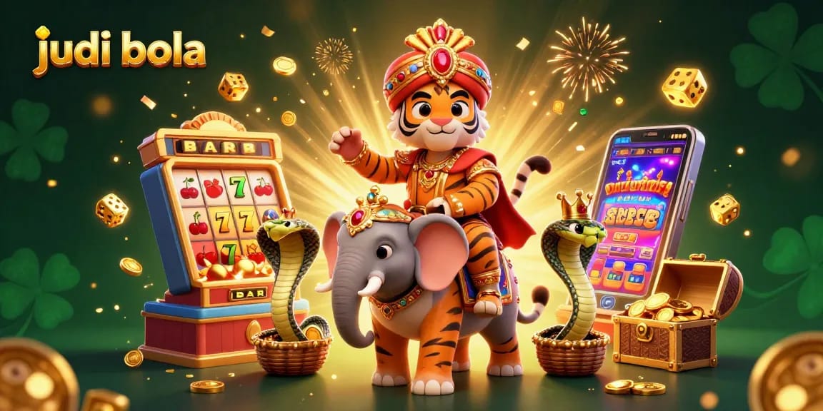 Join the excitement of judi bola with vibrant casino elements in this stunning 3D illustration.