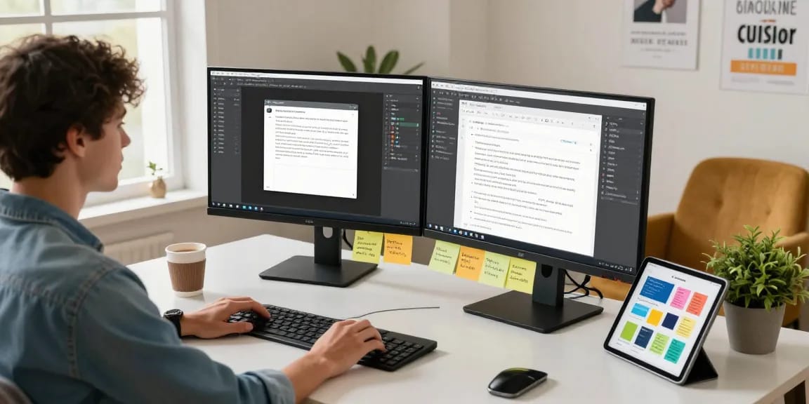 Dynamic workstation featuring 截图软件 interface, inspiring productive tech environment.