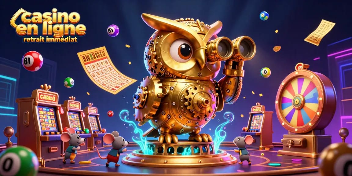 Jouez au casino en ligne avec retrait immédiat grâce à notre illustration d'animations de jeux vibrants.