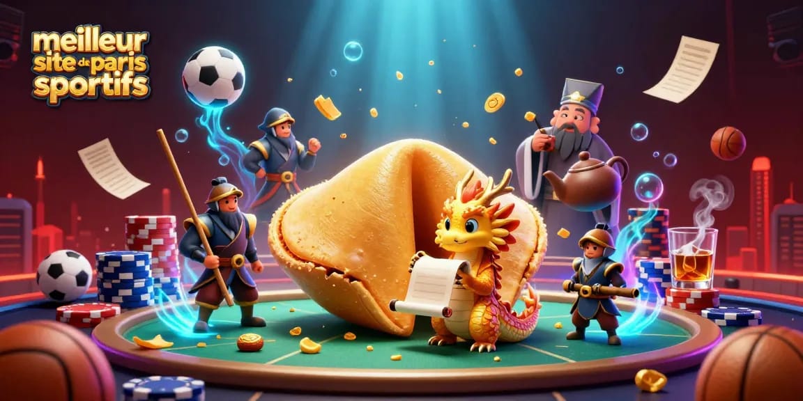 Visuel dynamique représentant le meilleur site de paris sportifs avec des éléments de paris sportifs et de casino.