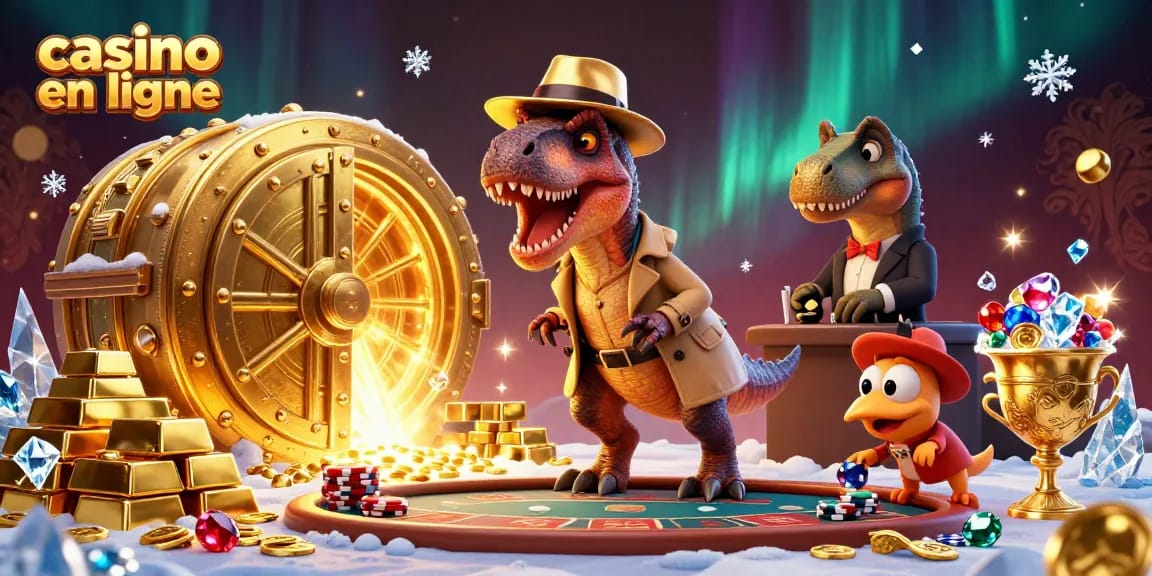 Gagnez au casino en ligne avec un velociraptor camouflé et un stegosaures sceptique.