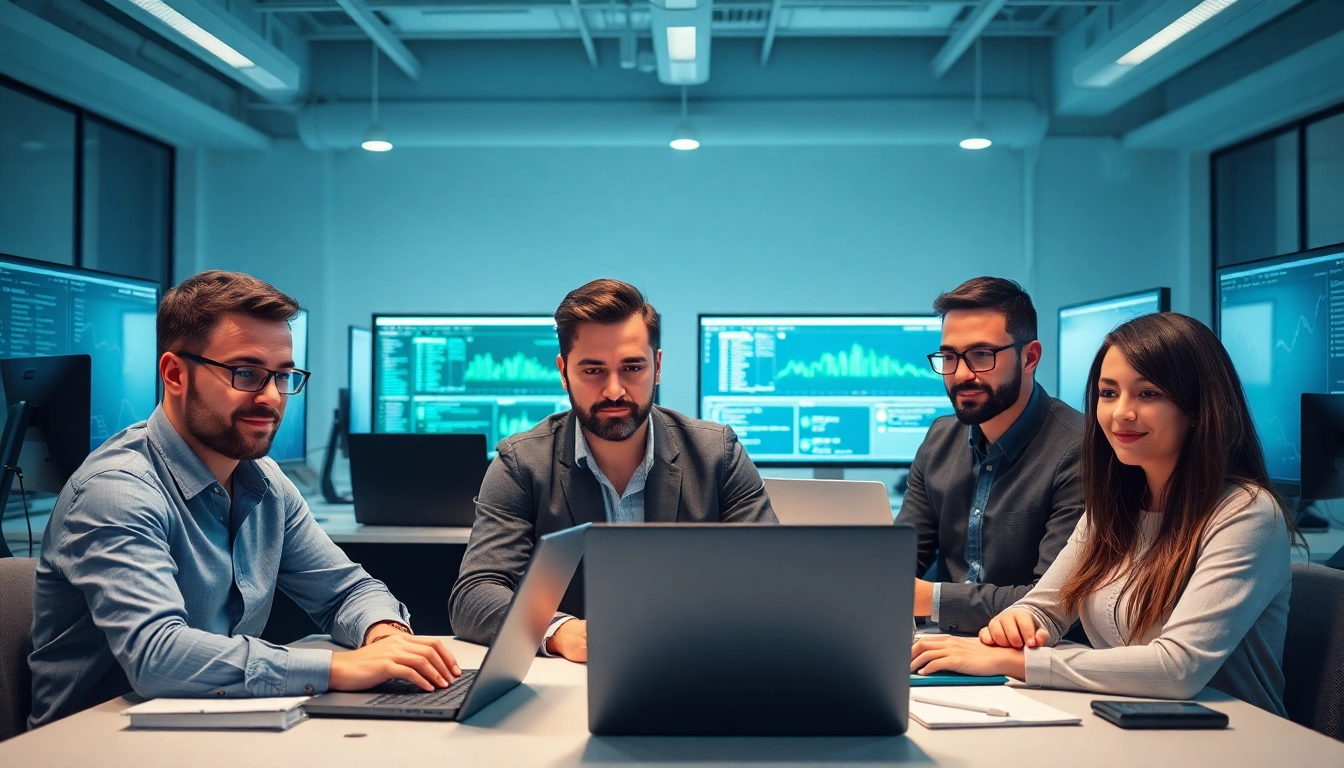 Find reliable msp companies near me working in a bright, modern IT office environment.