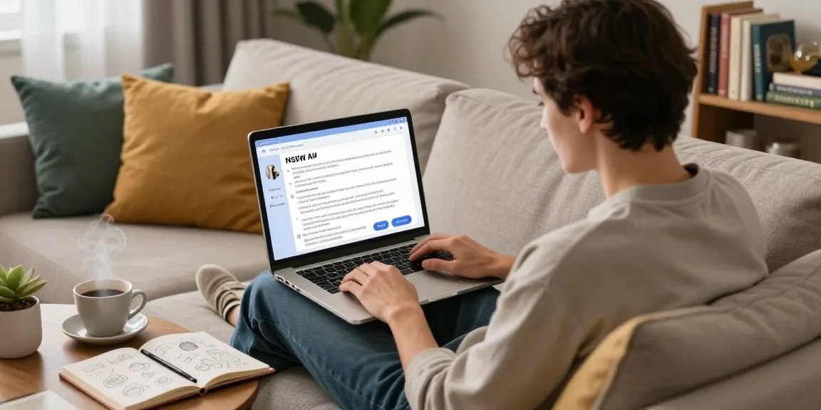 Engaging in nsfw ai chat on a laptop in a cozy setting