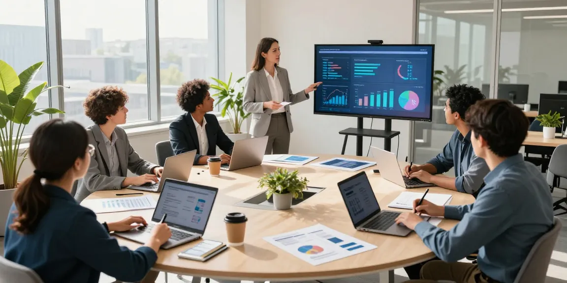 MBM professionals collaborating effectively in a bright corporate meeting