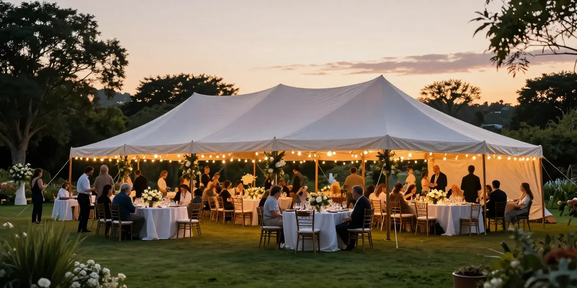 Beautiful outdoor event setup at www.marqueehire.london with elegant marquee, floral decorations, and joyful guests.