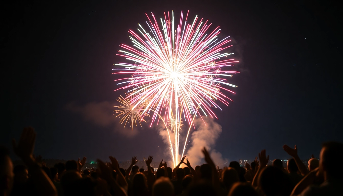 Witness stunning fireworks for sale lighting up the night sky, captivating the audience with vibrant colors.