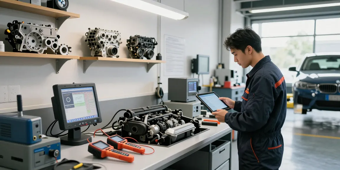 Professioneller BMW Steuerkette Wechsel in einer modernen Werkstatt.