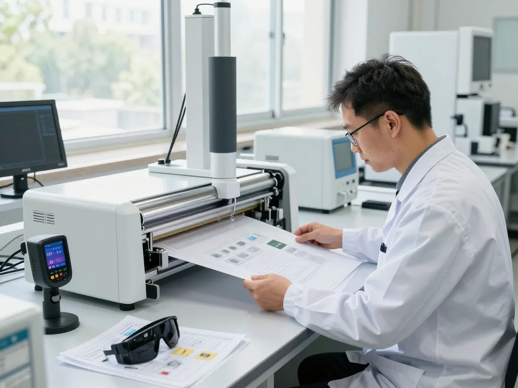 Technician performing bóc ép plastic bắc giang in a modern workspace with advanced tools for precise document separation.