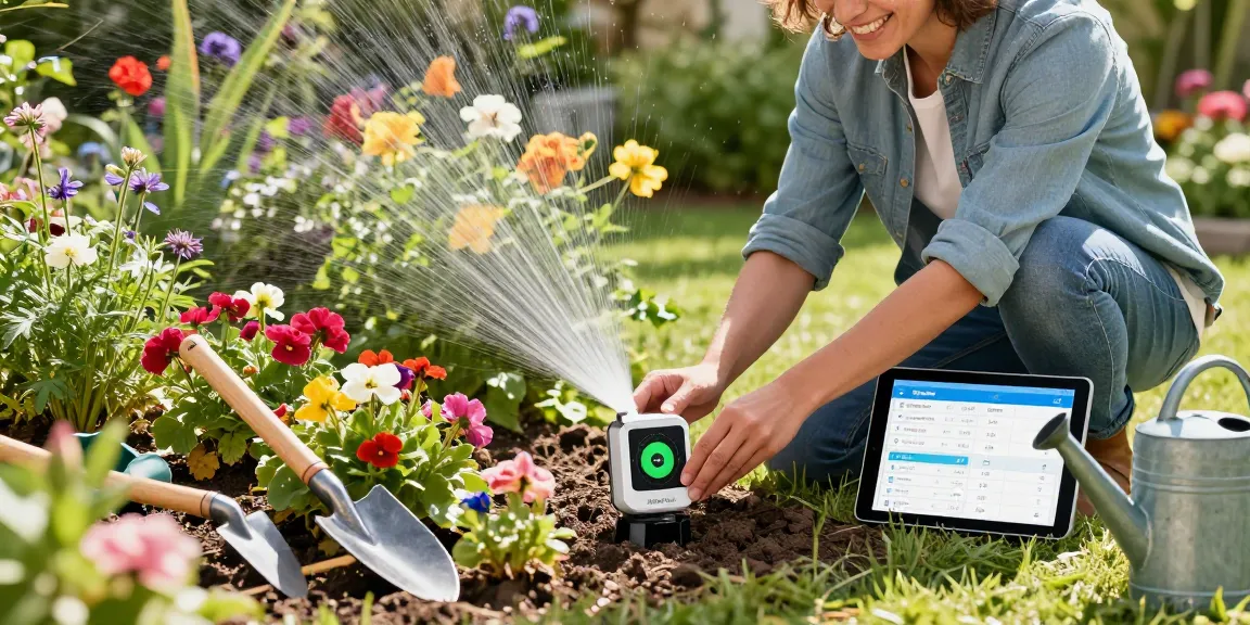 Effortlessly managing garden irrigation with a RainPoint smart sprinkler controller.