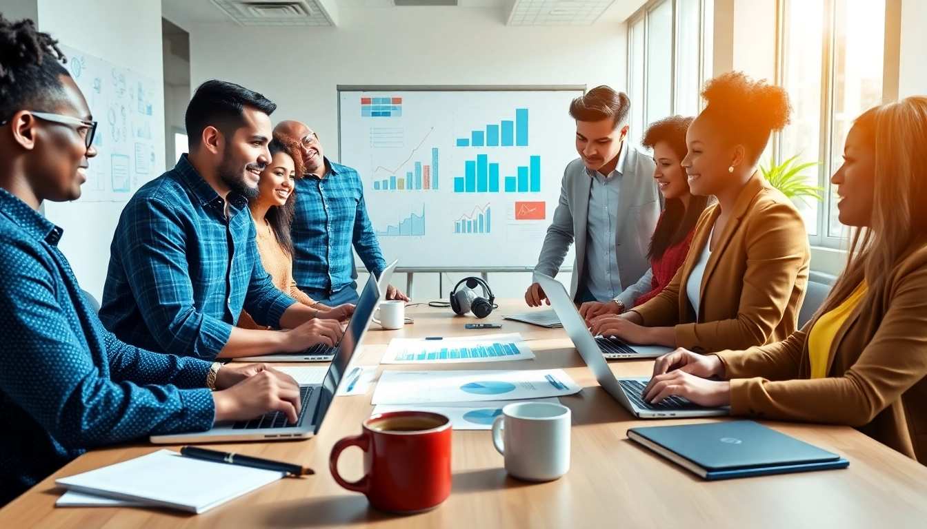 Die Website https://alvionz.de/ zeigt ein kreatives Team bei der Zusammenarbeit an Marketingstrategien.