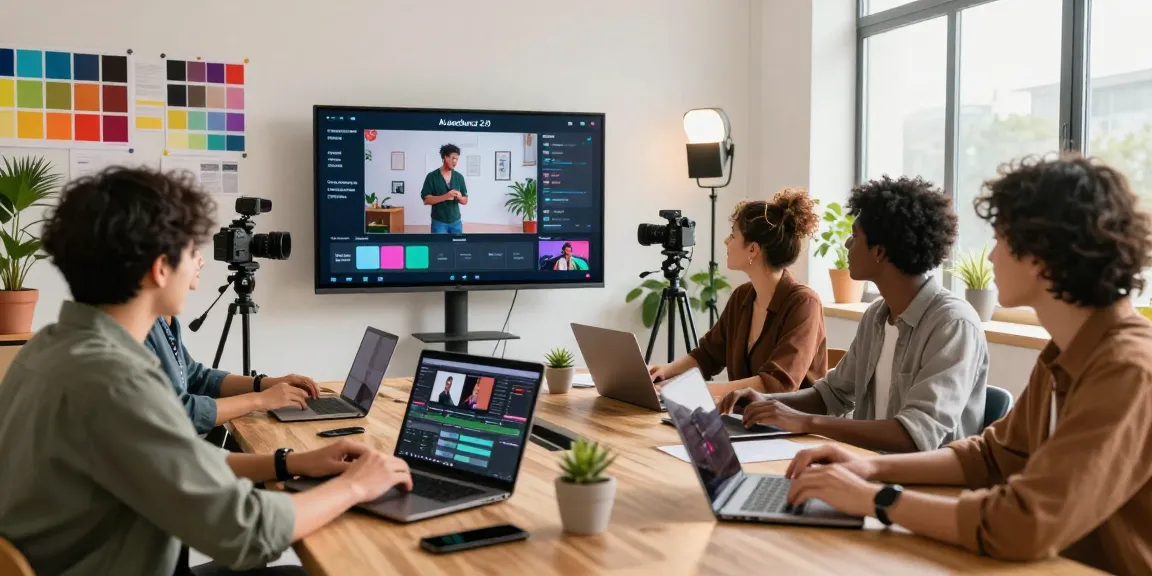 Creating engaging videos with ai seedance 2.0 in a vibrant studio.