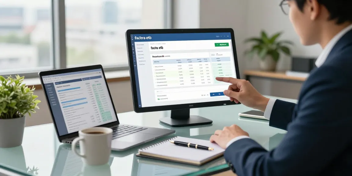 Análisis de datos de la factura ETB en una oficina moderna con un profesional.