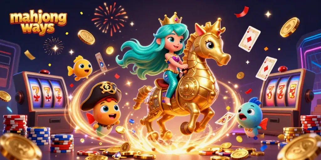 Experience mahjong ways through an exciting casino scene with vibrant characters and dynamic elements.