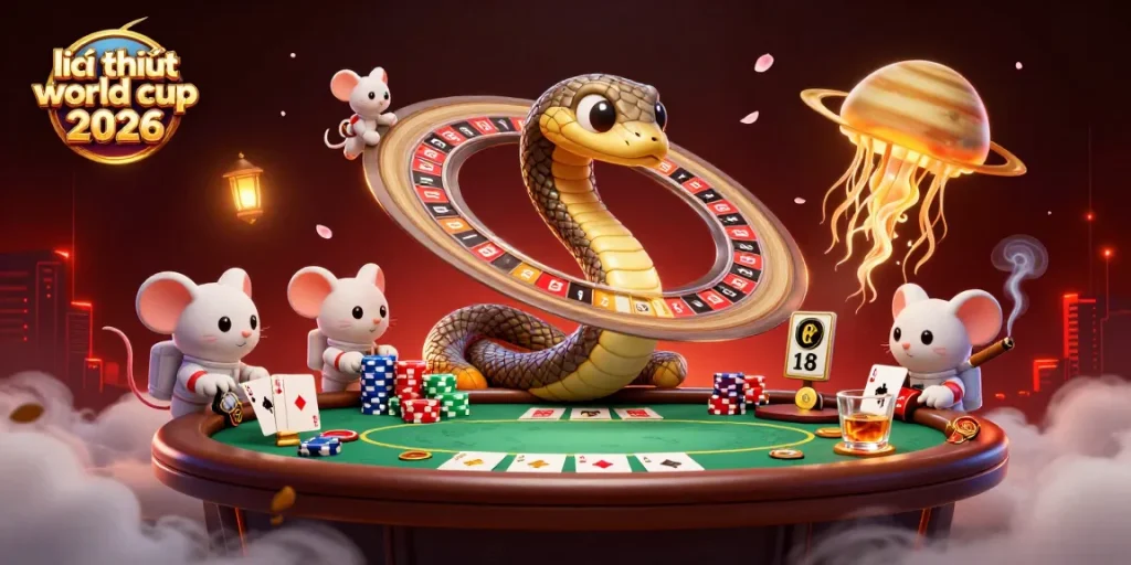 Place bets on lịch thi đấu world cup 2026 with an intergalactic gaming scene featuring a cosmic dealer.