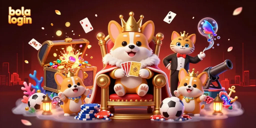 Place your bets with bola login in this dynamic sports betting scene featuring royal corgis.