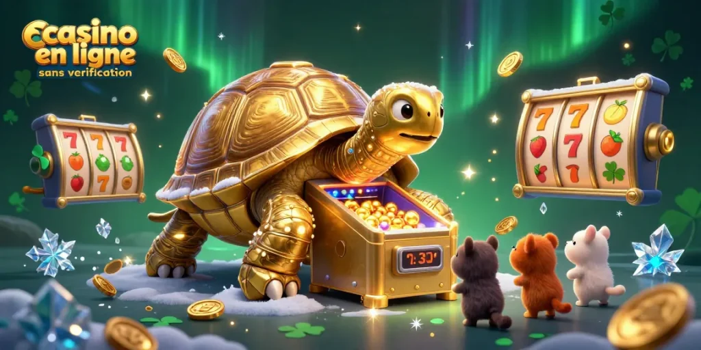 Jouer à des jeux passionnants dans un casino en ligne sans vérification avec des tortues porteuses et des machines à sous.