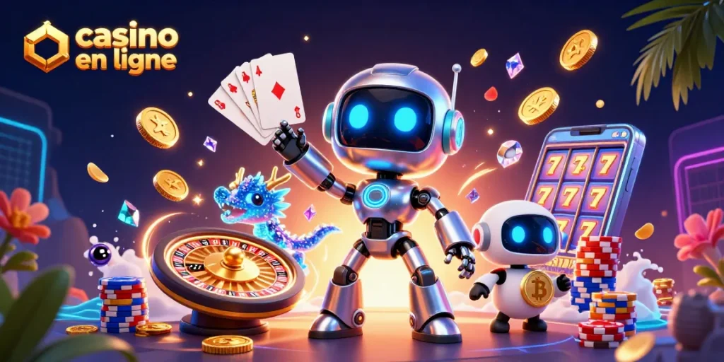 Jouez véritablement au casino en ligne avec notre mascotte futuriste et des éléments de jeu captivants.