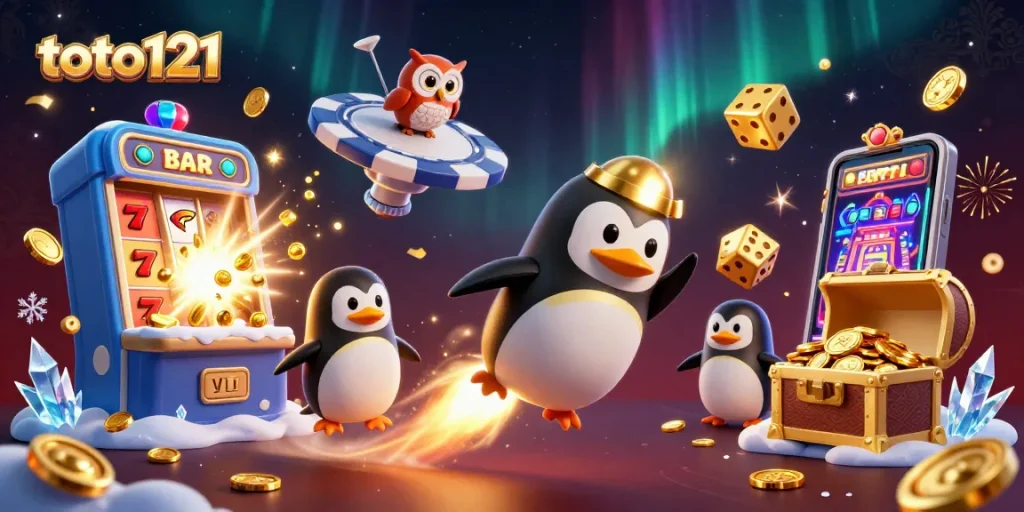 Menangkan jackpot dengan toto121 saat penguin emas menyusuri ruang angkasa menuju kasino!